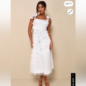 Lulu's White Floral Midi Dress